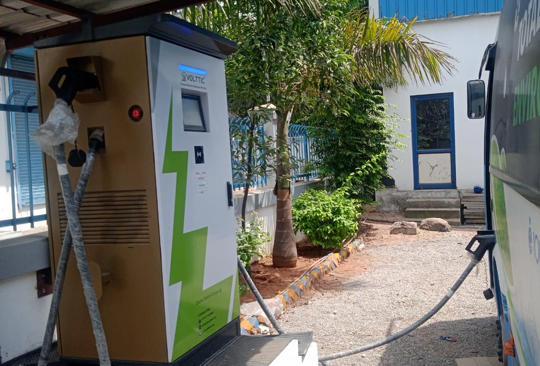120 KW DC fast charger installed at Hyderabad for electric buses